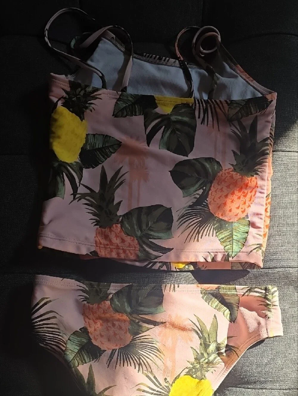 Girls Pineapple Print Pink Bikini Set
